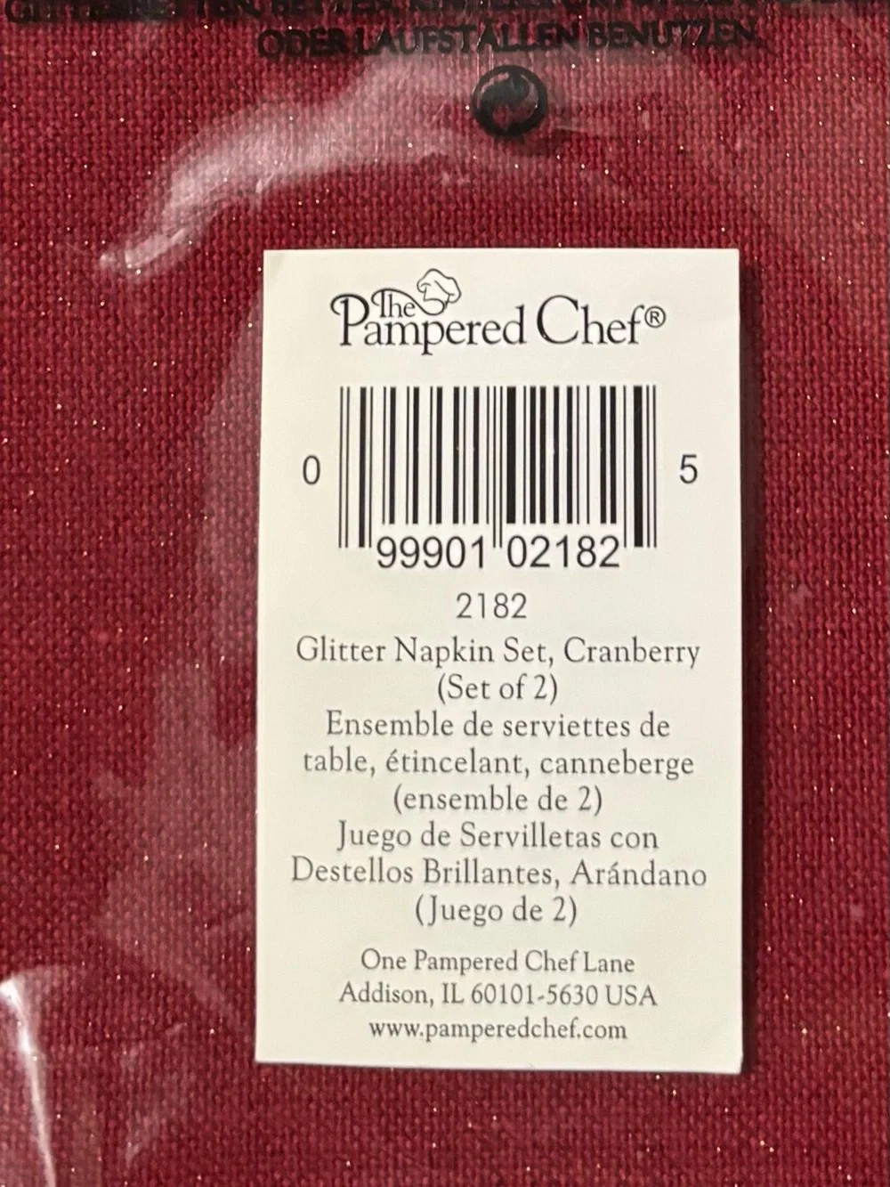Pampered Chef Red Fabric sparkle napkins- set of 8